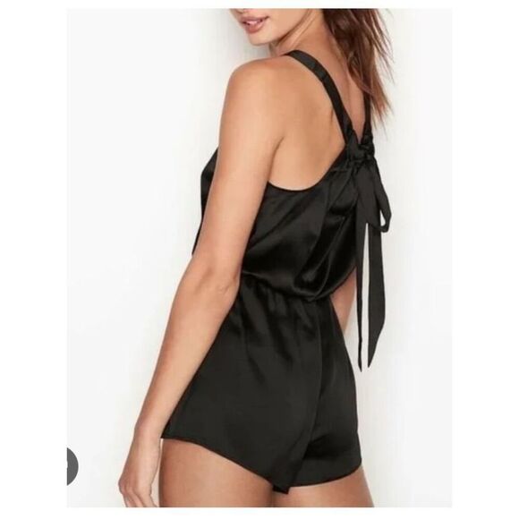 Victoria Secret’s Black Satin Romper - Picture 2 of 9